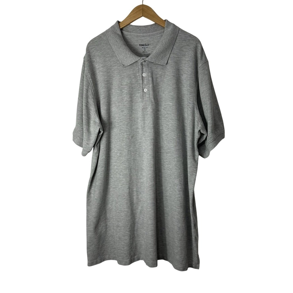 King Size Catalog Polo Shirt Mens Size 2XL Big & Tall Gray Pullover 100% Cotton